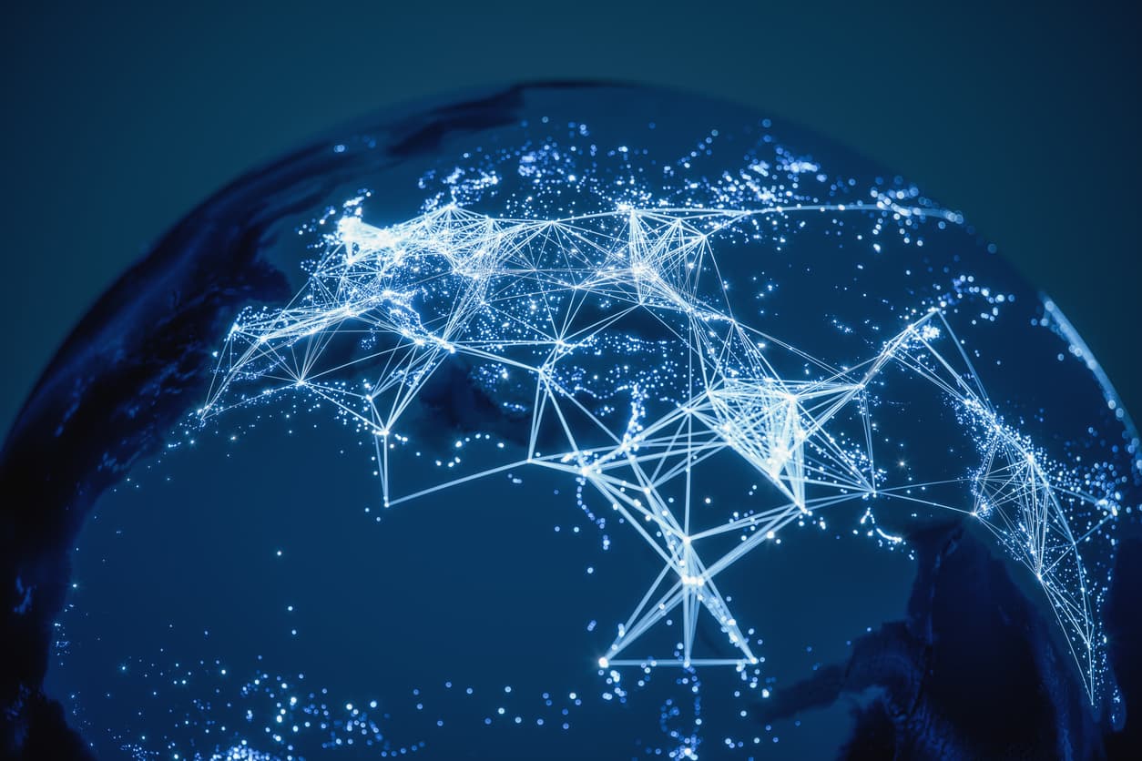 Visual of communication around the globe