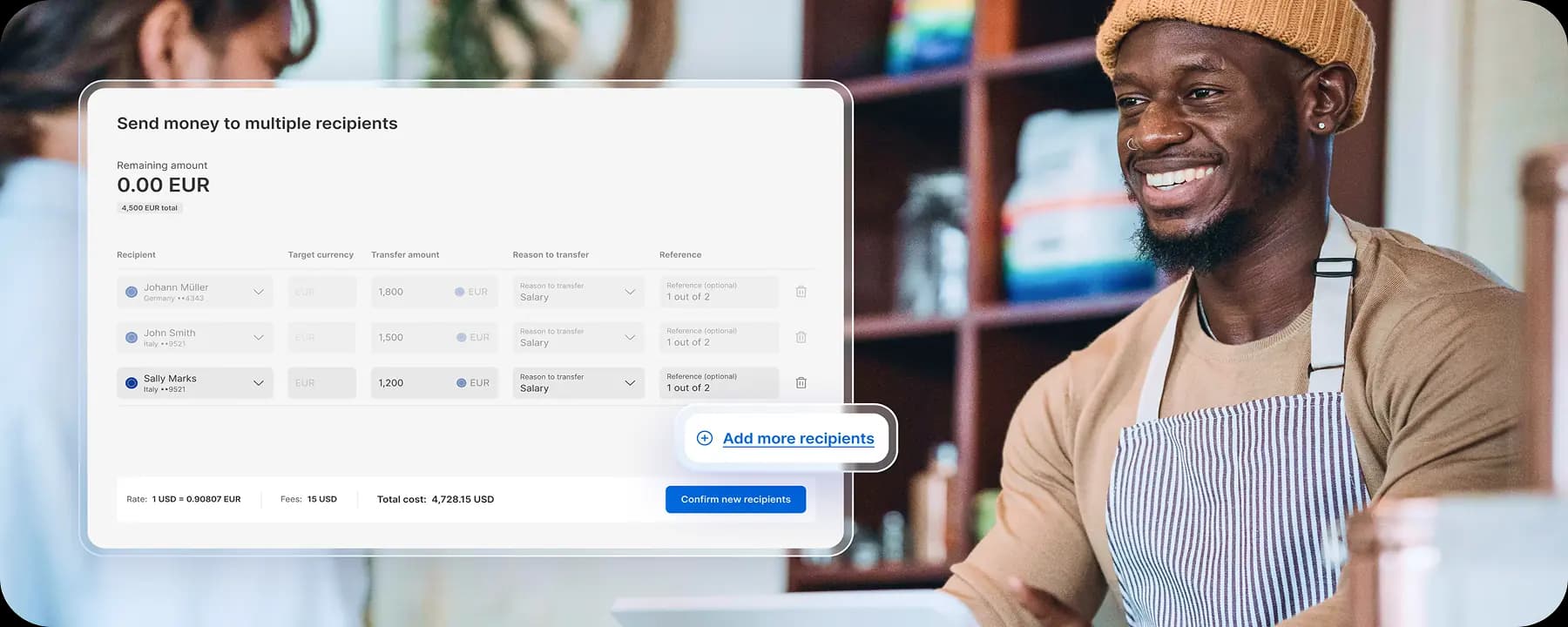 Send money to multiple recipients