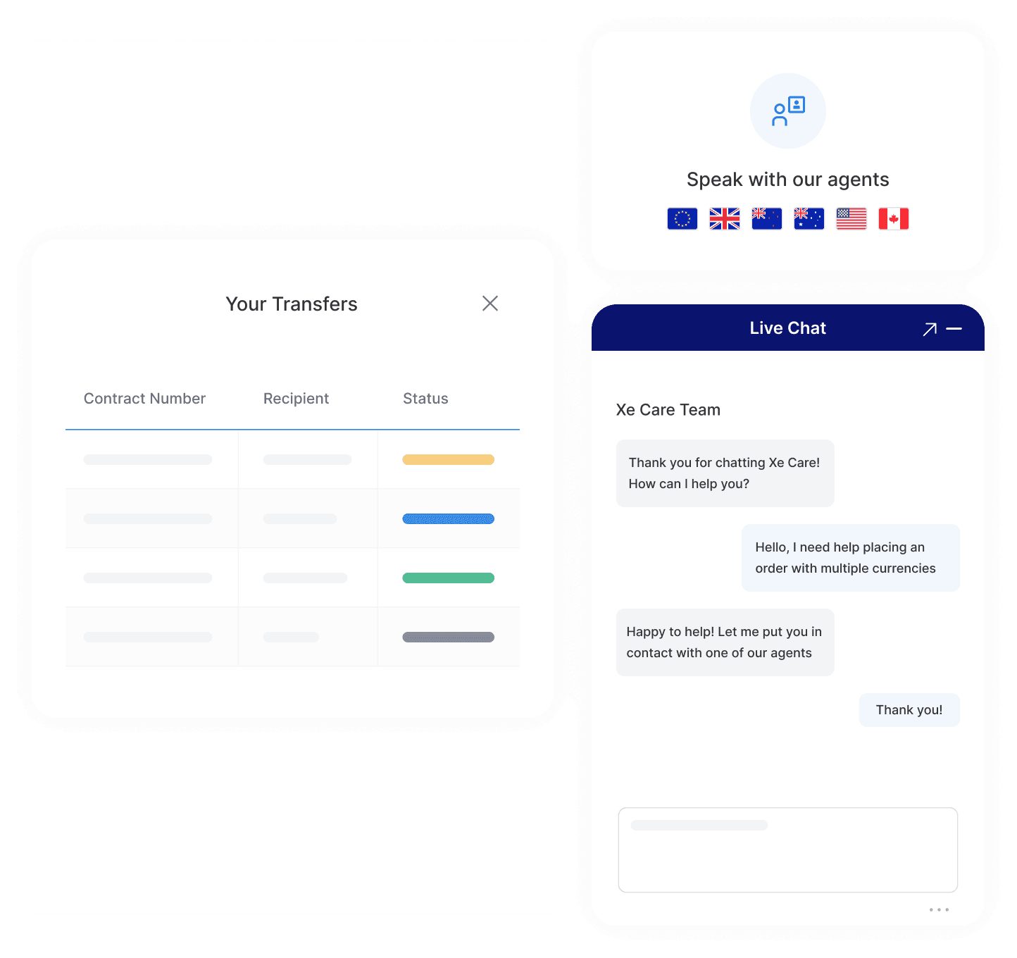 Track your money transfer and get live support