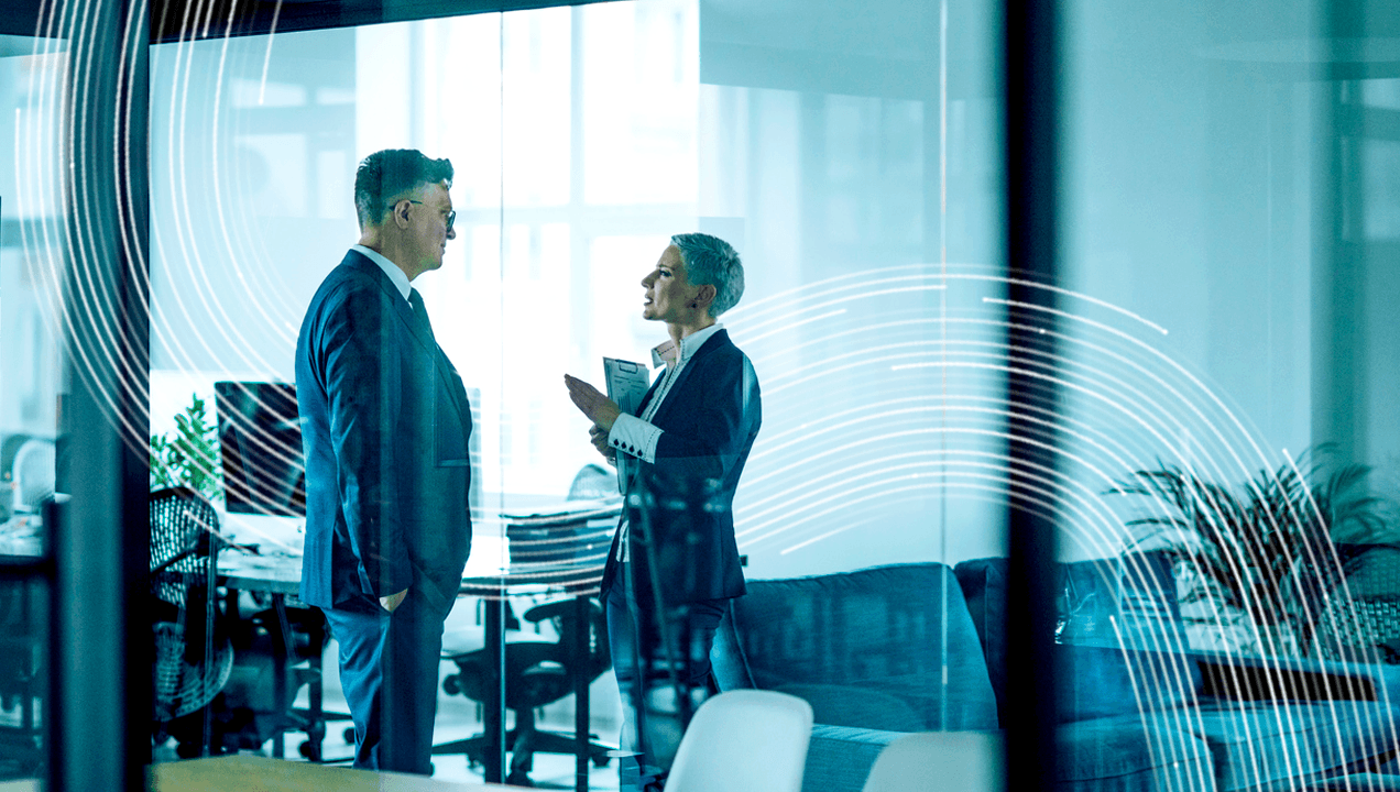 Two businesspeople having a discussion